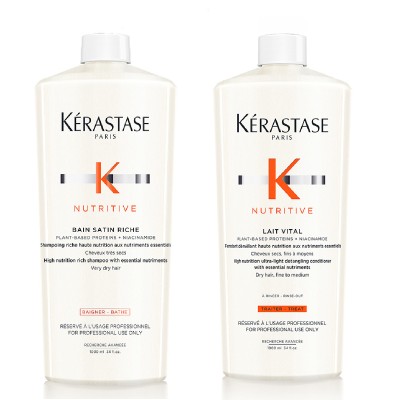 Kerastase SET Nutritive - Bain Satin Riche Σαμπουάν - 1000ml & Nutritive Lait Vital – Conditioner 1000ml