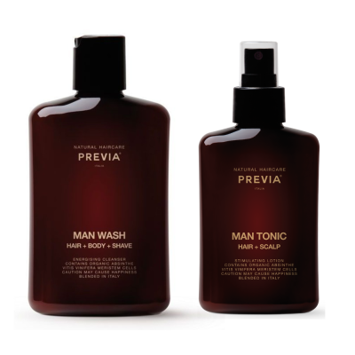 PREVIA SET Man Wash Hair - Body - Shave 250ml & ΔΩΡΟ TONIC 150 ML