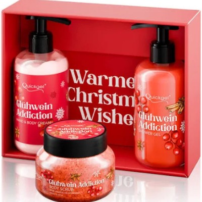 Quickgel Gluhwein Addiction Christmass  Σετ Περιποίησης για Καθαρισμό Σώματος & Ενυδάτωση 3τμχ